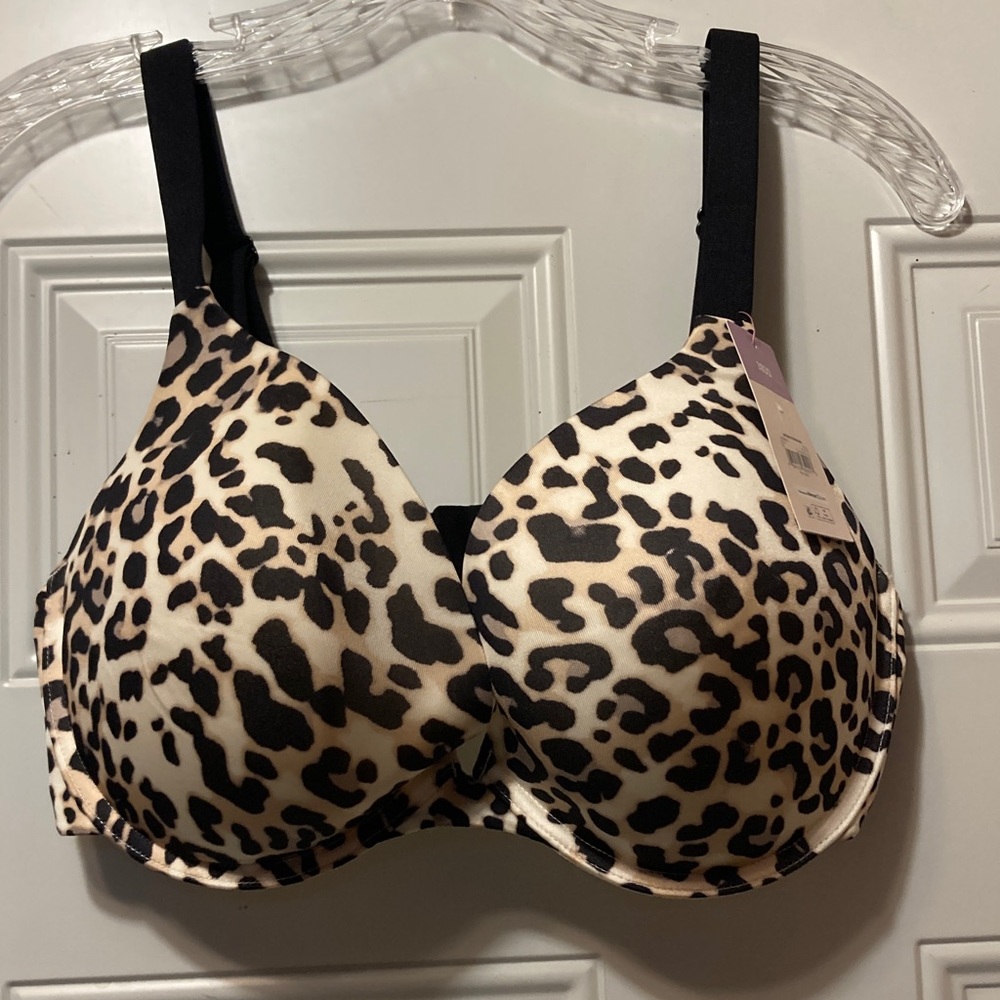 Leopard Print Full-Coverage Bra - Black and Cream 38DD NWT